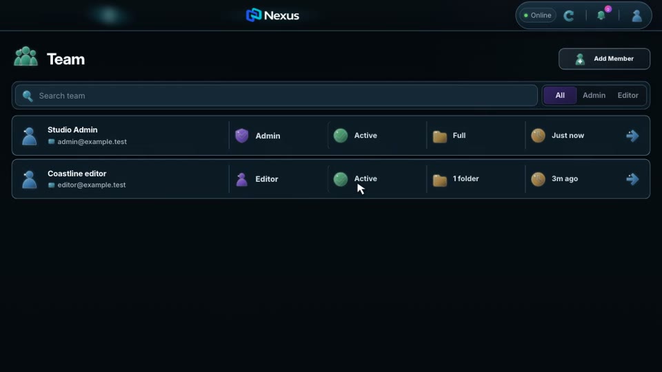 Separate Admin and Editor accounts with different folder access.